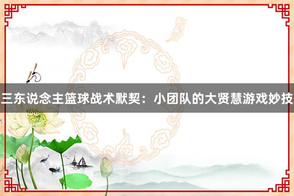 三东说念主篮球战术默契：小团队的大贤慧游戏妙技